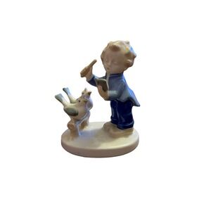 Lippelsdorf Crown Mark Porcelain "Boy Conducting Birds" Figurine 4 X 3 1/2" Vtg